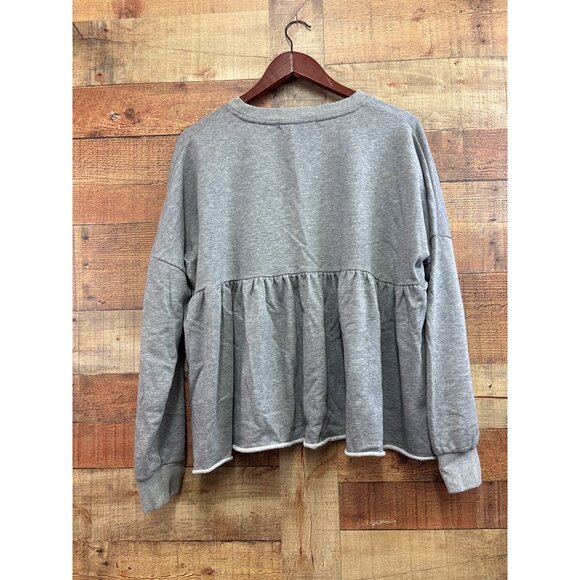 Bisouxx Womens Medium Gray Long Sleeve Peplum Sweatshirt - Picture 5 of 6